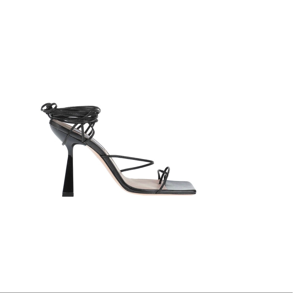Sebastian Milano Black Leather Sandal Heels Size 7